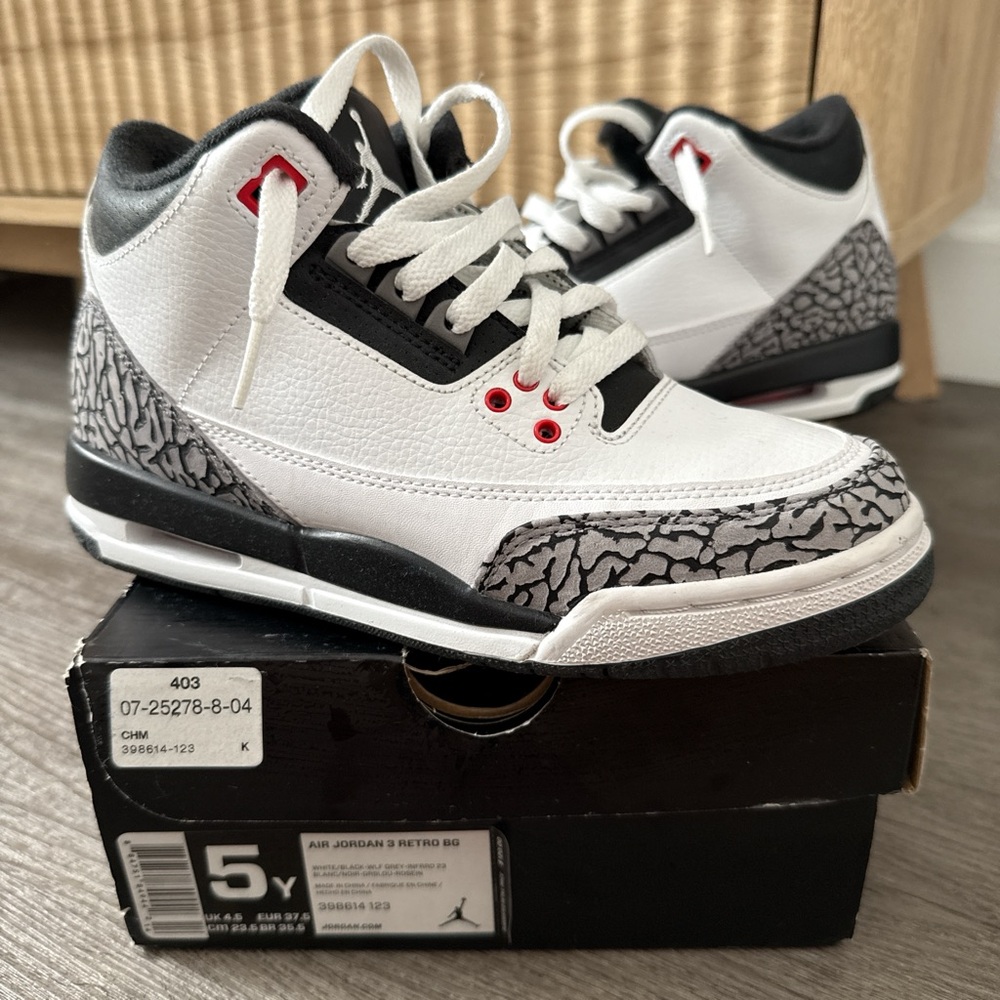 Jordan Kids Sneakers White with Black and Red Accents